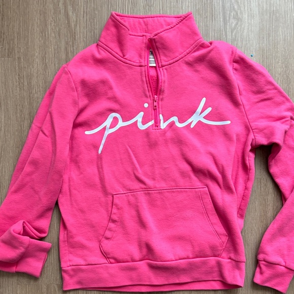 PINK Victoria's Secret Tops - PINK Victoria's Secret Hot Pink Quarter-Zip Pullover